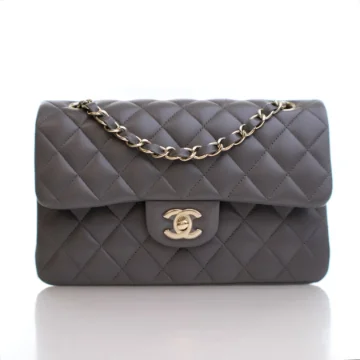 Chanel Small Grey Lambskin Classic Double Flap Bag