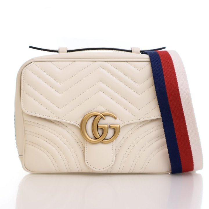 Gucci Small Calfskin GG Marmont Top Handle - Luxe Du Jour