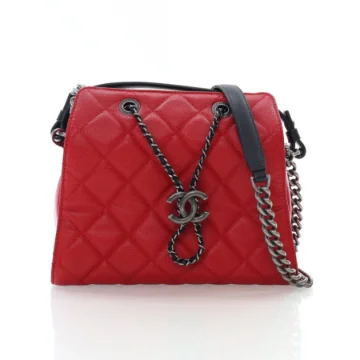 Chanel Small Red Caviar CC Bucket Bag