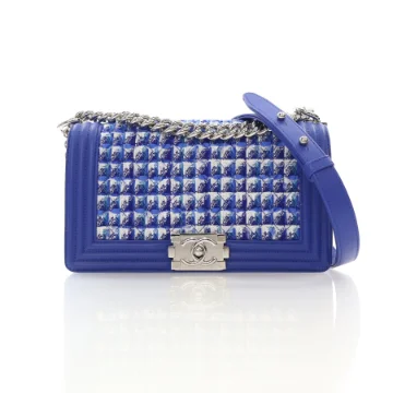 Chanel Medium Blue Tweed Boy Bag