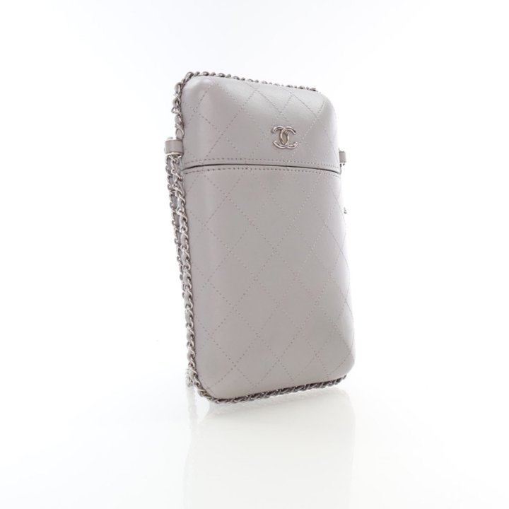 Chanel Grey Lambskin Chain Around Phone Holder - Luxe Du Jour