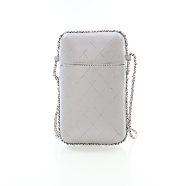 Chanel Grey Lambskin Chain Around Phone Holder - Luxe Du Jour