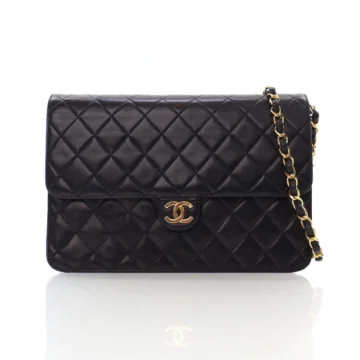 Chanel Vintage Medium Black Lambskin Timeless Shoulder Bag