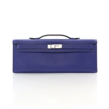 Hermes Blue Electrique Swift Kelly Cut Clutch