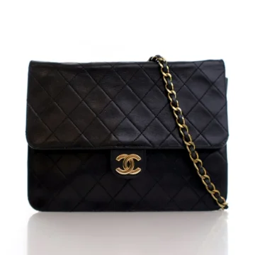 Chanel Vintage Small Black Lambskin Square Flap Bag