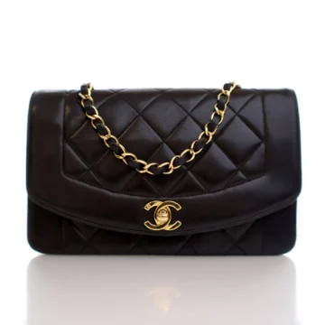 Chanel Vintage Small Black Lambskin Diana Flap Bag