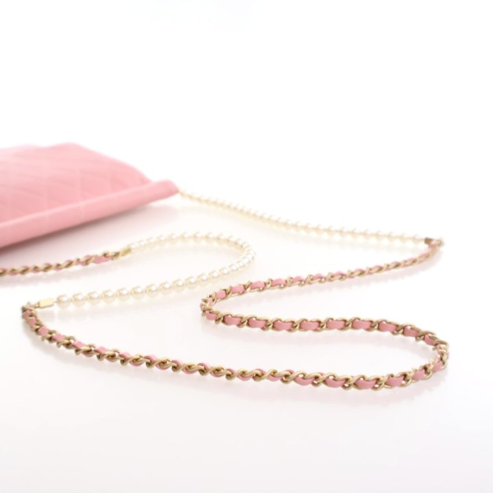 Chanel Pink Goatskin Pearl Chain Flap Bag - Luxe Du Jour