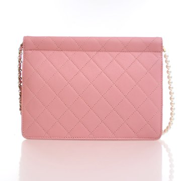 Chanel Pink Goatskin Pearl Chain Flap Bag - Luxe Du Jour