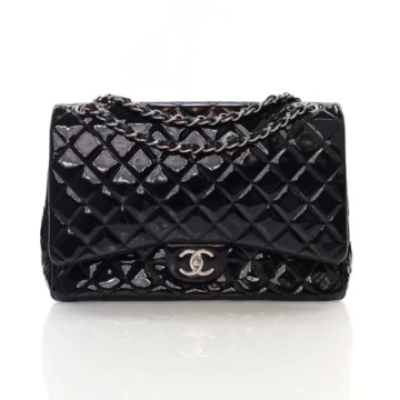 Chanel Maxi Black Patent Classic Double Flap Bag