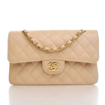 Chanel Small Beige Caviar Classic Double Flap Bag