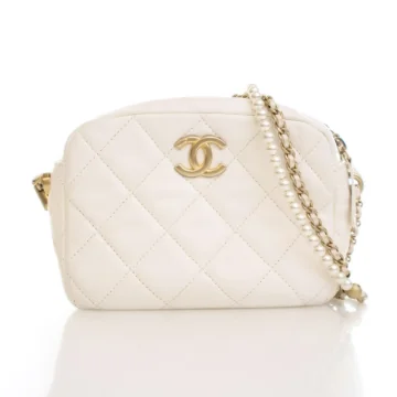 Chanel White Calfskin Melody Camera Bag
