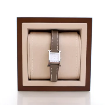 Hermes Etoupe Mini Heure H Watch 21mm