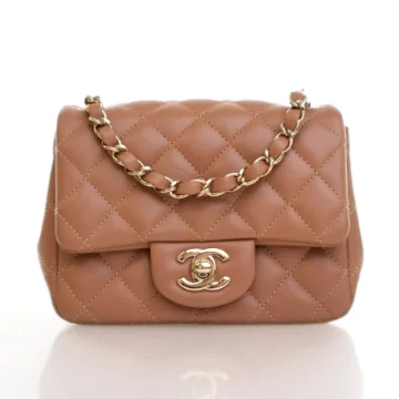 Chanel Mini Beige Lambskin Square Classic Flap Bag
