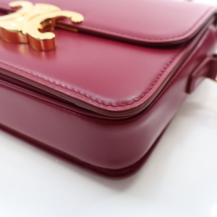 CELINE レッド セリーヌ 三つ折り財布 トリオンフ スモール フラップ