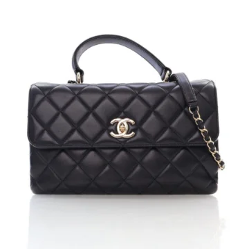 Chanel Medium Black Lambskin Trendy CC Top Handle Bag