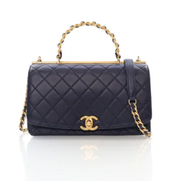 Chanel Small Navy Lambskin La Parisienne Top Handle Flap Bag