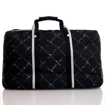 Chanel Black Nylon Travel Ligne Duffle Bag