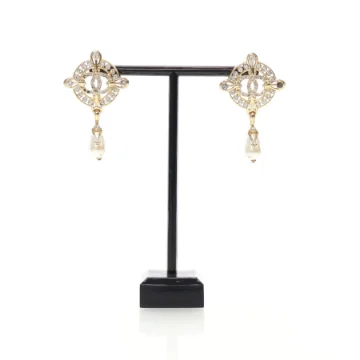 Chanel Coco Mark Faux Pearl Drop Earrings