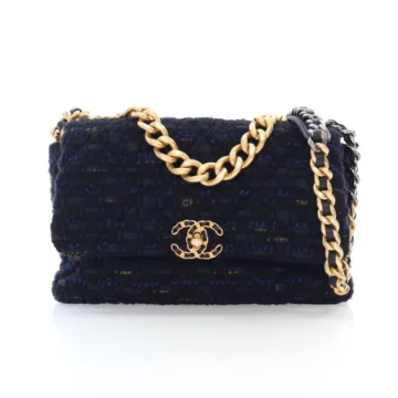 Chanel Large Black Tweed 19 Flap Bag