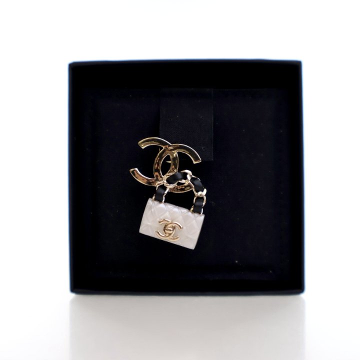 Chanel Enamel CC Logo Bag Brooch Luxe Du Jour