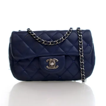 Chanel Mini Blue Lambskin Crystals Rectangular Flap Bag