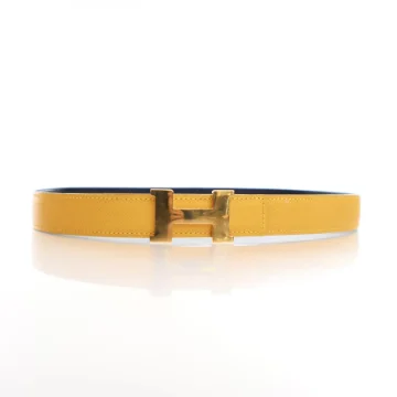 Hermes Jaune D'or Epsom Constance Reversible H Belt Sz 70
