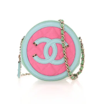 Chanel Multicolor Caviar Round Filigree Clutch With Chain