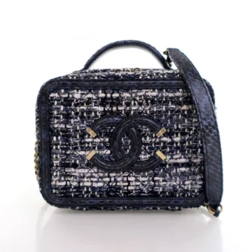 Chanel Small Blue Tweed Filigree Vanity