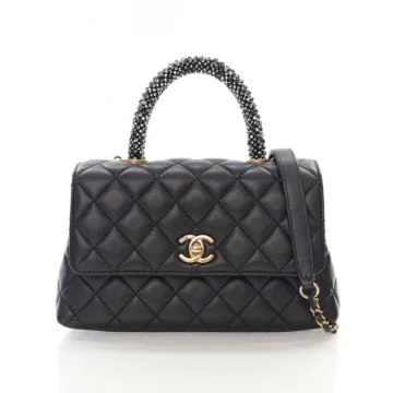 Chanel Small Dark Grey Lambskin Coco Handle Bag