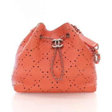 Chanel Coral Caviar CC Drawstring Bucket Bag