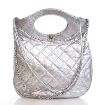 Chanel Small Silver Crinkled Calfskin 31