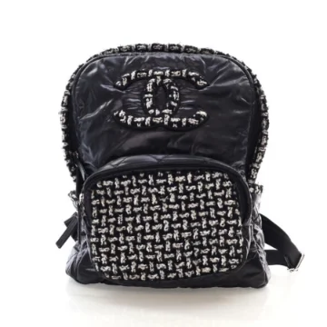 Chanel Black Nylon Tweed Backpack