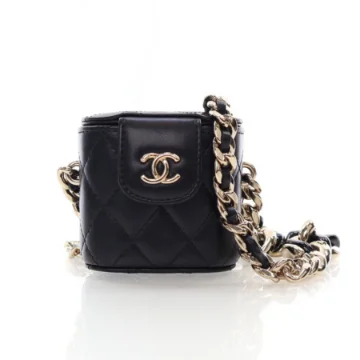 Chanel Mini Black Lambskin Tubular Resin Chain Vanity Case