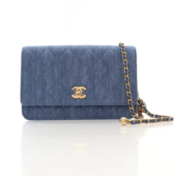 Chanel Blue Denim Pearl Crush Wallet On Chain (WOC)