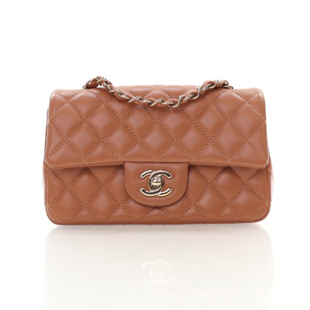 Chanel Mini Brown Lambskin Rectangular Flap Bag Luxe Du Jour