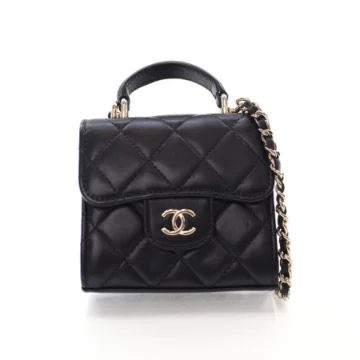 Chanel Mini Black Lambskin Coin Purse Flap