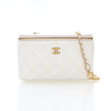 Chanel Small White Patent Long Vanity Case