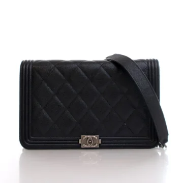 Chanel Black Caviar Boy Wallet On Chain (WOC)
