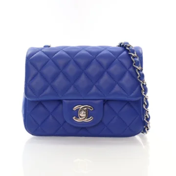 Chanel Mini Blue Lambskin Square Classic Flap Bag