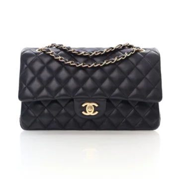 Chanel Medium Black Lambskin Classic Double Flap Bag