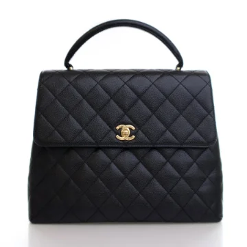 Chanel Vintage Black Caviar Kelly Top Handle Bag