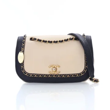 Chanel Beige Lambskin Caviar Lovely Chains Flap Shoulder Bag