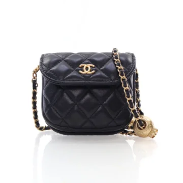 Chanel Mini Black Lambskin Pearl Crush Waist Bag