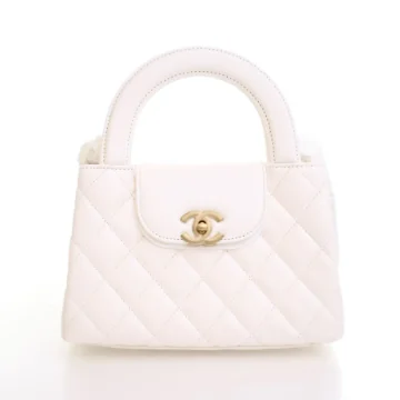 Chanel Nano White Lambskin Kelly Shopper