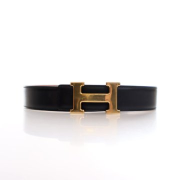 Hermes Vintage Noir Swift Constance Reversible H Belt Sz 65 - Luxe