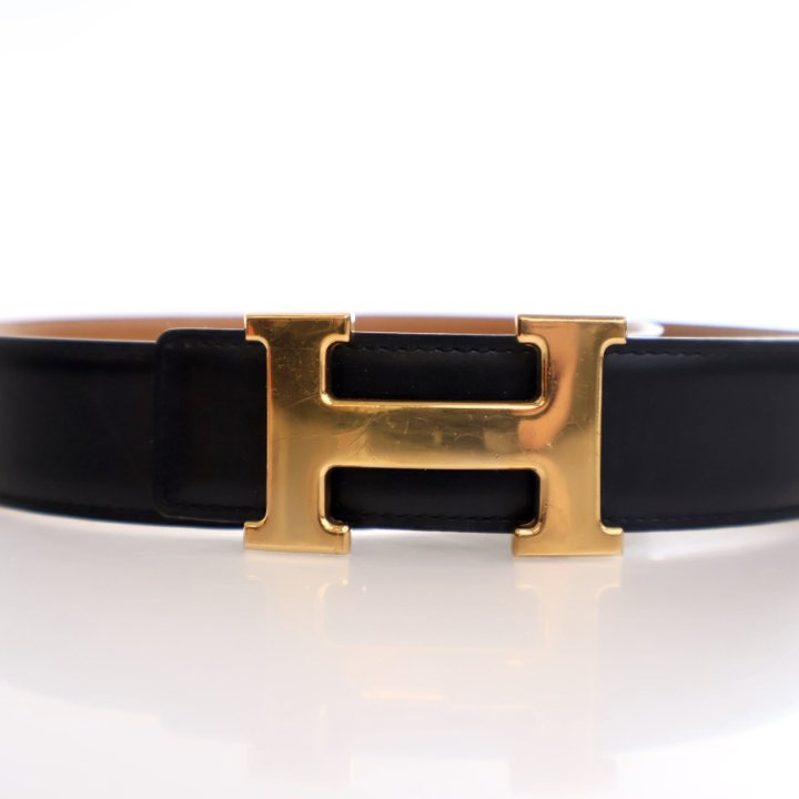 Hermes Vintage Noir Swift Constance Reversible H Belt Sz 65 - Luxe