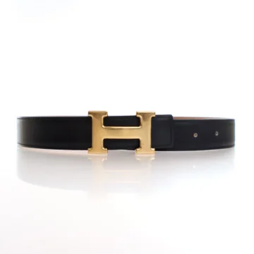 Hermes Vintage Black Swift Constance Reversible H Belt Sz 72