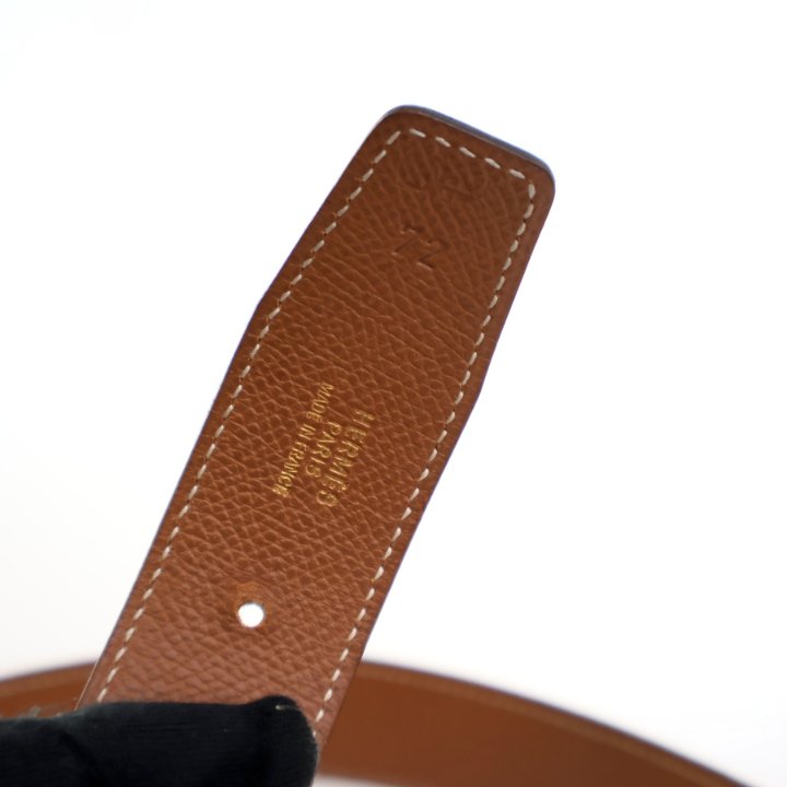 Authentic Hermès belt 72’ Hermes 32mm Chocolate/Yellow Courchevel Leather Gold Plated  main image 4