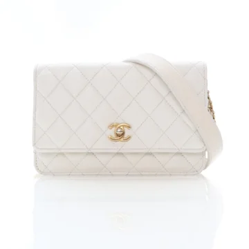 Chanel White Caviar Twist Your Buttons Wallet On Chain (WOC)