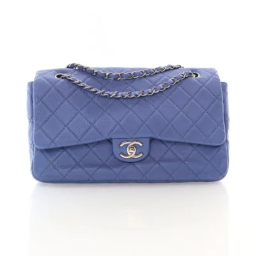 Chanel Jumbo Blue Caviar Dual Compartment Accordion Flap Bag